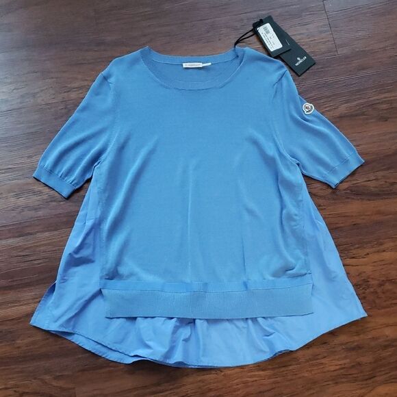 Moncler Tops - Moncler Blue Women's Knit Top Size XL NEW Chic Feminine Preppy
